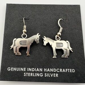Navajo Sterling Horse Dangle Earrings ~ Year of the Horse